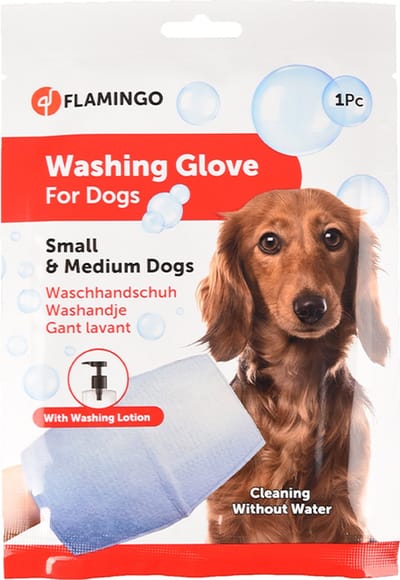 flamingo 15 reinigingswanten small en medium honden, in doos 15 stuks - waslotion , -zonder water,