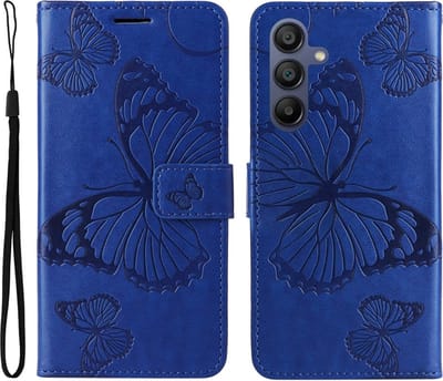 Coverup Hoesje - Geschikt voor Samsung Galaxy A17 / A26 / A16 Hoesje - Coverup Vlinders Book Case - Blauw
