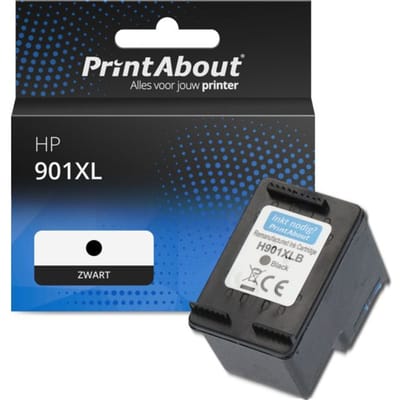 PrintAbout huismerk Inktcartridge 901XL (CC654AE) Zwart Hoge capaciteit Geschikt voor HP