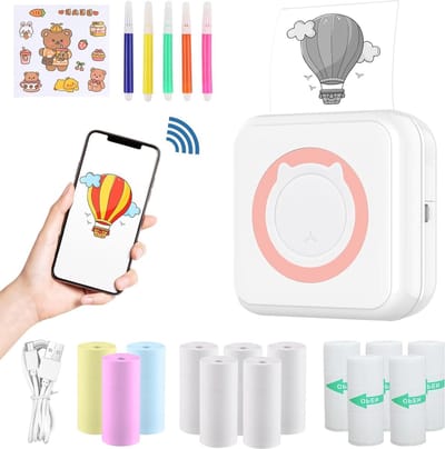 Miniprinter voor smartphone - Fotoprinter voor notities - Draagbare thermische printer - Draadloze Bluetooth-pocket printer - Roze