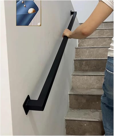 Trapleuning Metaal - Grijpstang - Veilige Steun - Binnen en Buiten - 110 cm - Zwart