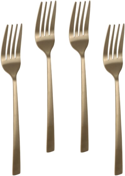 Bellatio design Gebaksvorkjes - 4x stuks - goud - RVS - taartvorkjes - 15 cm