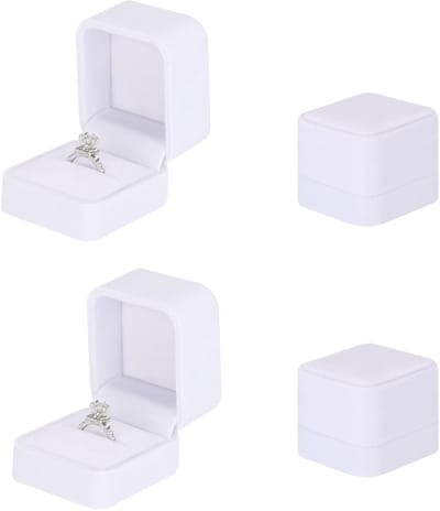 Dailygoods- Ringdoos Hoogwaardig Fluweel - Ringdoosje - Sieradendoos - Oorbellen Doos - Verlovingsring - Bruiloft - 2 Stuks