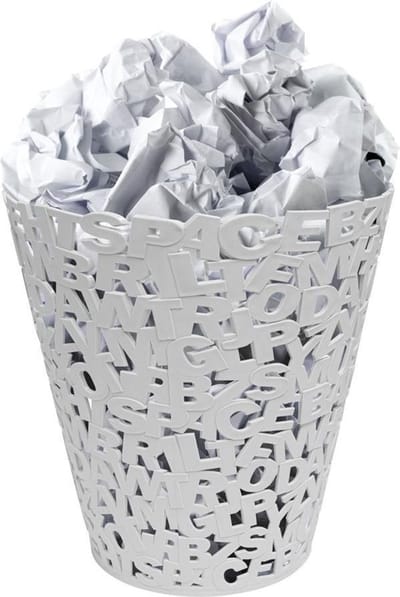Balvi prullenbak Letters wit Kunststof