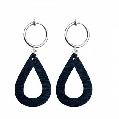 Klem oorbellen- hout- zwart -zilverkleur --geen gaatje-Charme bijoux