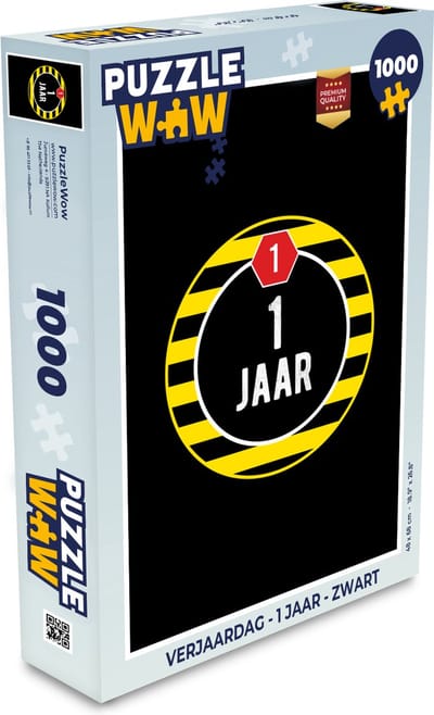 Puzzel Verjaardag - 1 jaar - Zwart - Legpuzzel - Puzzel 1000 stukjes volwassenen