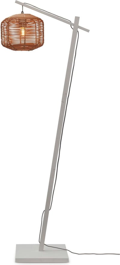 GOOD&MOJO Vloerlamp Tanami - Bamboe Wit/Rotan - 55x30x150cm - Modern - Staande lampen voor Woonkamer - Slaapkamer