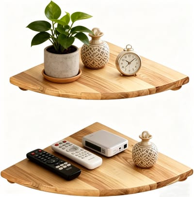 ECTEATOY® Wandrek en Wandplanken Zwevend - 2 stuks - massief eiken hoekplank - planten of fotolijsten