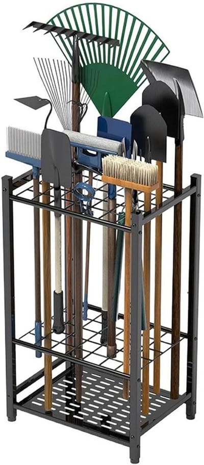 Tuingereedschapshouder - Gereedschap Organizer - Opbergen Tuinapparaten - Robuust IJzeren Frame - 43 x 30 x 74 cm - Zwart