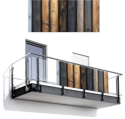 Balkonscherm 200x90 cm - Balkonposter Hout - Planken - Gemengd - Balkon scherm decoratie - Balkonschermen - Balkondoek zonnescherm