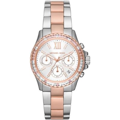 Michael Kors Everest Serie Horloge Kwarts Uurwerk Roestvrijstalen Band 36 Mm Zilveren Wijzerplaat Dameshorloges MK7214 Silver white