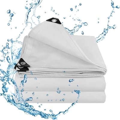 Waterdicht Zeildoek - Versterkt Canvas - Bescherming Buiten - Versterkte Rand - 2x6.5m - Wit