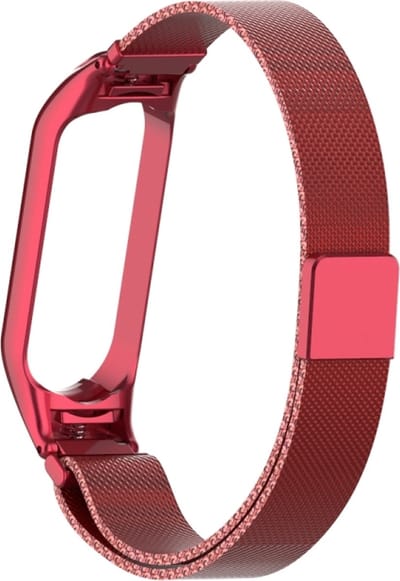 Milanees bandje - geschikt voor Xiaomi Mi Band 5 / Mi Band 6 - rood