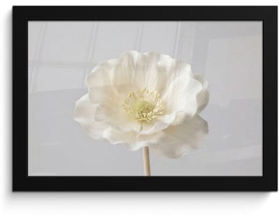 Poster in lijst - Fotolijst 30x20 cm - Posters - Bloem - Minimalistisch -Wit - Posterlijst zwart - Decoratie - Wanddecoratie woonkamer - Muurdecoratie slaapkamer