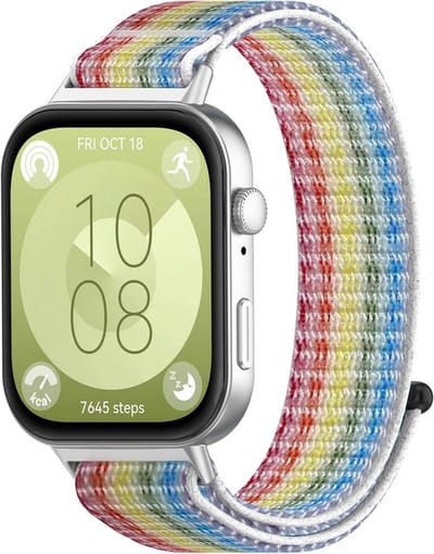 Nylon bandje - geschikt voor Huawei Watch Fit 5 (PRO), Watch Fit 4 (Pro), Watch Fit 3 - regenboog