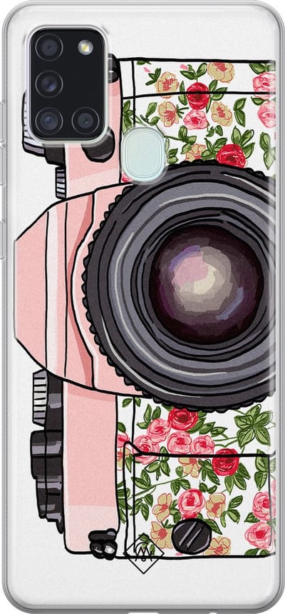 Casimoda® hoesje - Geschikt voor Samsung A21s - Hippie Camera - Backcover - Siliconen/TPU - Grijs
