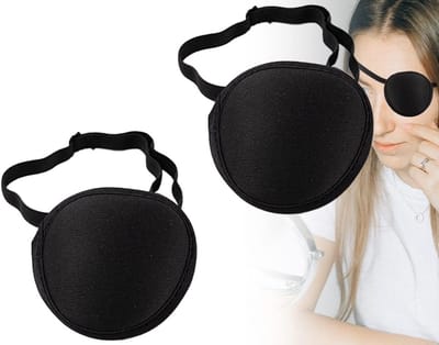 2 Stuks Zwarte Piraten Ooglapjes - Verstelbare, Ademende Elastische Oogpatch voor Volwassenen en Kinderen, Perfect voor Piratenfeestjes en Verkleedkleding
