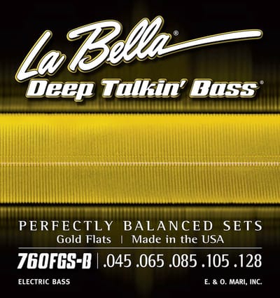 La Bella L-760FGS-B snaren set elektrisch 5-snaar bass, gold flats, 045-065-085-105-128 long scale
