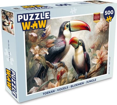 Puzzel Toekan - Vogels - Bloemen - Jungle - Legpuzzel - Puzzel 500 stukjes