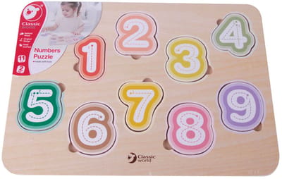 Classic World Houten Puzzel Cijfers, 11st. Afmeting artikel: 30 x 21 x 1 cm