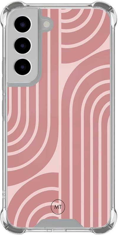 Hoesje (shockproof) geschikt voor Samsung Galaxy S22 - Blush shapes - Extra sterke case - TPU/polycarbonaat - Print - Roze, Transparant