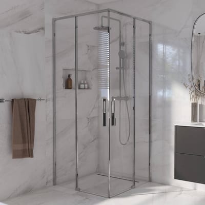 Saqu Syra douchecabine met hoekinstap incl. antikalk 80x80cm chroom