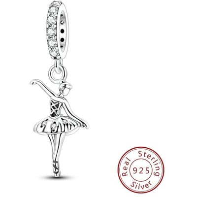 Elegante Echt Koper Ambacht Ballet Lief Meisje Bedel Past Originele Elegante Armband Maken Mode Sieraden Cadeau white