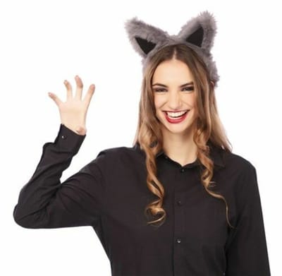 Weerwolf Oren - Haarband Donkergrijs Oren - Pluche Diadeem Dieren
