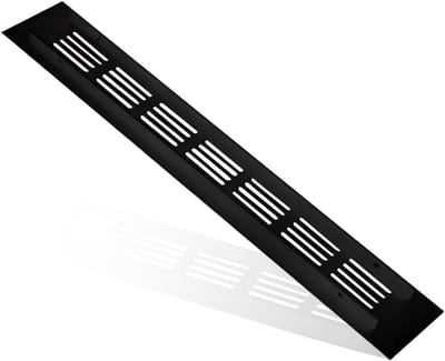 Ventilatierooster Rechthoekig Zwart Aluminium - Luchtrooster Jaloezie voor Kast of Ventilatie (50x300mm)