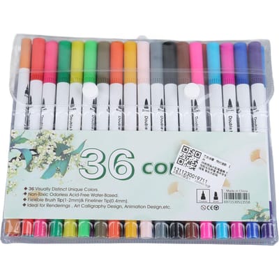 36 Kleuren Dubbele Punt Markers met Flexibele Vezelpunt Professionele Dubbele Penseel Markers Pen gray