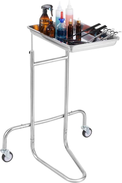 Roestvrij Stalen Laboratorium Trolley, Multifunctionele Trolley met Enkele Plank, Mobiele Medische Trolley met 2 Stille Wielen, Trolley voor Laboratorium, Kliniek, Ziekenhuis, Salon