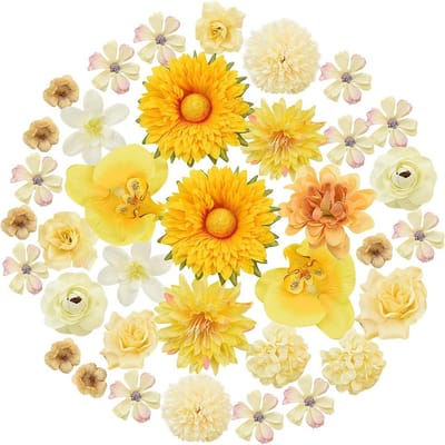 35 Kunststof Bloemen Mini Geel Decoratie Bruiloft Tuin Fotoprops