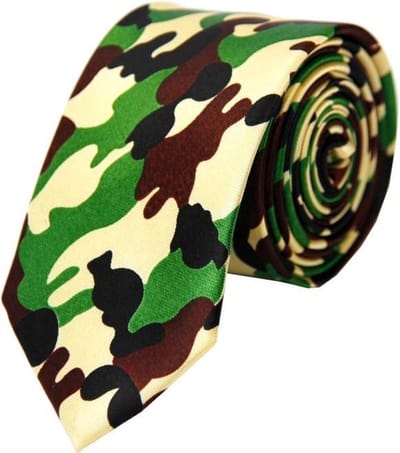 Fako Fashion - Skinny Stropdas - Smal - 5cm - Print - 145cm - Camouflage Groen