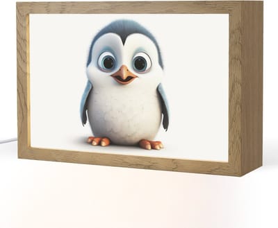 Nachtlampje 30x20 cm - Kinder lampje - Pinguïn - Dieren - Meisjes - Kind - Jongens - Tafellamp kinderkamer - Slaapkamer lamp - Bedlamp kinderen - Kinderlampje stopcontact - Wandlamp babykamer - Nachtlampjes