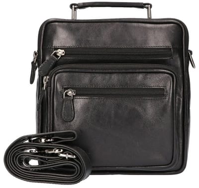 Leather Design Reportertas Unisex Zwart