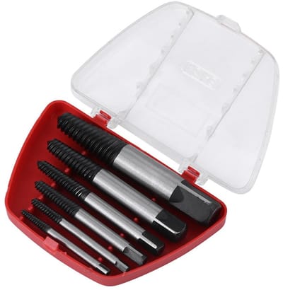 Dailygoods- Schroef Extractor Set 6 Stuks - Beschadigde Schroeven Verwijderen - Gereedschapsstaal - Inclusief Steunframe - Geschikt voor 4-25 mm - Schroefverwijderaar