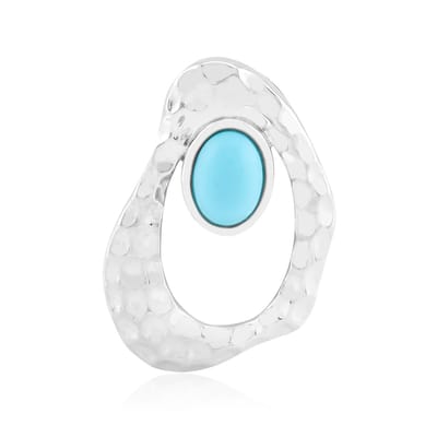 Cavill - Zilveren Hanger - 925 Sterling Zilver Geplatineerd - Sleeping Beauty Turkoois Ovaal Cabochon 0,38 ct - Modern Handgemaakt Sieraad