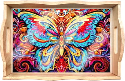 Dienblad 06 - Vlinder - Diamond painting - compleet pakket - Diamond painting by Wietske