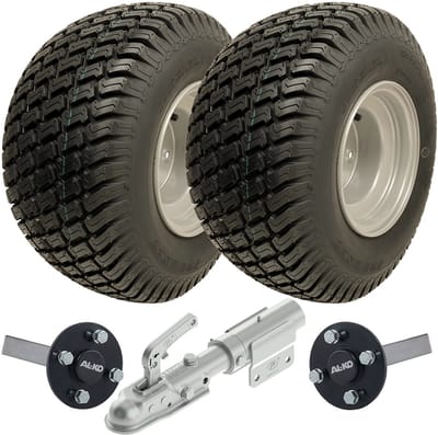 18x8,50-8 ATV-aanhangwagenkit P332-wielen, ALKO-naaf en -steunassen, draaibare koppeling, 750 kg