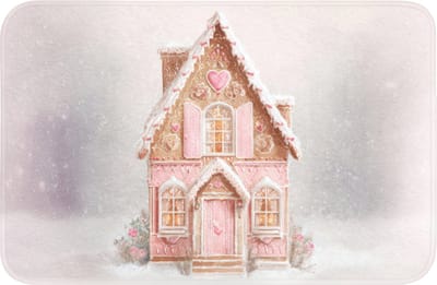 WC mat 60x40 cm - Antislip - Huisje - Suiker - Pastel - Toiletmat - Vloermat - Douchemat - Toilet tapijt - Toiletmatten