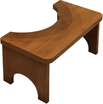 Houten Kruk - Voetensteun Toilet - Comfortabel Zitten - Antislip Onderkant - 37x20x17 cm - Bruin
