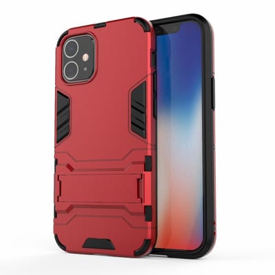 Coverup Hoesje - Geschikt voor iPhone 12 Mini Hoesje - Coverup Armor Kickstand Back Cover - Rood