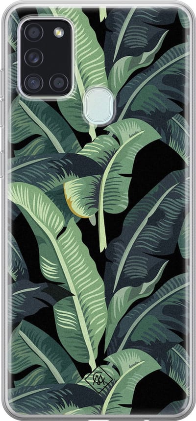 Casimoda® hoesje - Geschikt voor Samsung A21s - Palmbladeren Bali - Backcover - Siliconen/TPU - Blauw