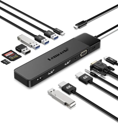 Lemorele TC200 – 13-in-1 USB-C Hub – HDMI 4K@30Hz – 100W PD – VGA – Audio – SD/TF – 5x USB – Docking Station voor MacBook, Windows & meer