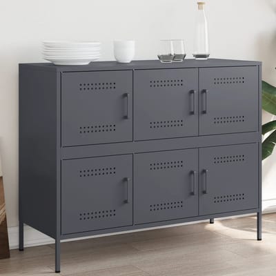 vidaXL - Dressoir - 100,5x39x79 - cm - staal - antracietkleurig