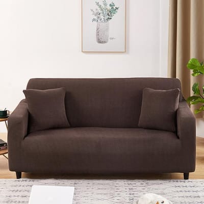 Dikke elastische bankhoes hoes voor woonkamer stretch polar fleece fauteuilhoes 1/2/3/4 zits L-vormige hoekbankhoezen 3-Seat 190-230cm koffie