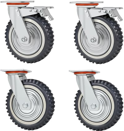 Dailygoods - Zware wielen - Transportwielen - 360° draaibaar - Grijs - Meubelwielen - 2000 kg draagvermogen - Geschikt voor lastafels - Ø 200 mm