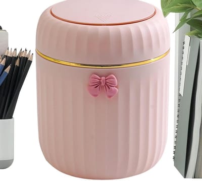 Mini Prullenbak - Bureau Afvalbak - Bureau Organisatie - Drukdeksel Geurpreventie - 16.5 cm Hoog - Roze