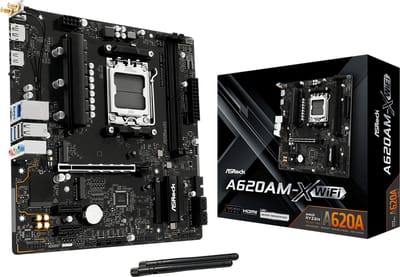 ASRock A620AM-X WIFI - Moederbord - Micro ATX - Socket AM5 - AMD A620 - DDR5 - Realtek Audio - Wi-Fi 5 - Realtek 2.5G LAN