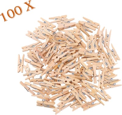 FSW-Products Houten Mini Knijpers (25x3mm) - Set van 100 Kleine Clips voor Polaroid Foto's, Kerstkaarten en Meer